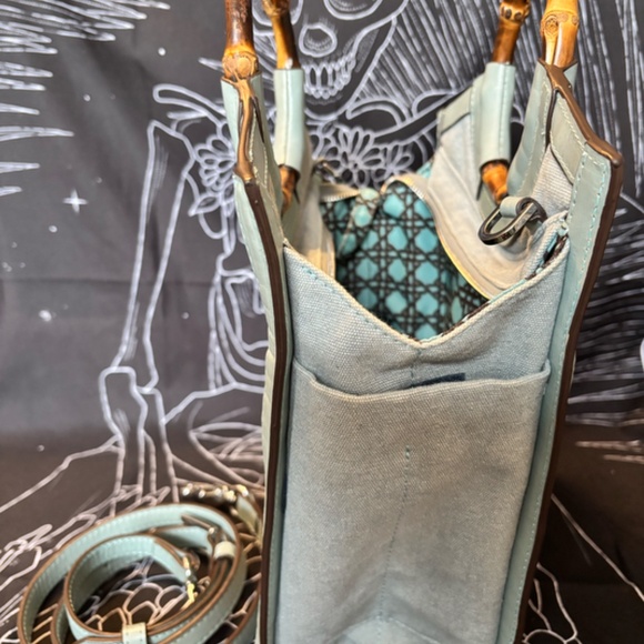 Eric Javits Blue Bamboo Handle Purse - Picture 4 of 5